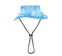 Chapeaux bob pour animal de compagnie - Visière en coton teint sur nœuds avec trous d'oreille - Bord rond réglable - Protection solaire pour petits chiens, chats, été, extérieur, voyage, plage (#1