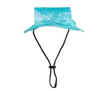 Chapeaux bob pour animal de compagnie - Visière en coton teint sur nœuds avec trous d'oreille et bord rond réglable, protection solaire pour petits chiens, chats, été, extérieur, voyage, plage (#2