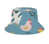 Chapeaux bob pour femmes et hommes - Symbole smiley simple - Chapeau de pêche d'été tendance pour l'extérieur, Motif animal de la ferme, taille unique