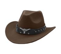 Chapeaux Cowboy Western pour Hommes Chapeaux Fedora à Large Bord pour Femme Chapeau Western Chapeauxs de Soleil Chapeau d'équitation Le Rancher Westerns Chapeauxs en Feutre (Coffee, 54)