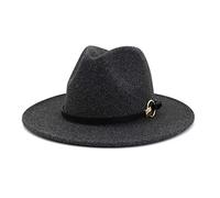 Chapeaux D’été pour Femmes Hommes Large Bord Beige Marron Feutre Chapeau Fedora avec Ceinture, Gray, One Size