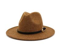 Chapeaux D’été pour Femmes Hommes Large Bord Beige Marron Feutre Chapeau Fedora avec Ceinture, Wine Red, One Size