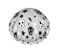 Chapeaux de bain imprimés tête de mort et étoiles, double couche réutilisable, grande couverture de cheveux pour les soins quotidiens de la peau