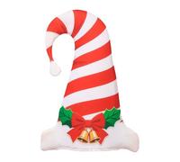 Chapeaux de costume de Noël - Rouge et blanc Candy Cane Rayé Headwear | Chapeau de Noël | Sucre d'orge rayé avec nœud et clochette | Couvre-chef amusant | Grand couvre-chef pour vacances