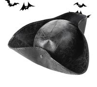 Chapeaux de Costume de Pirate,Chapeau Colonial Triangulaire en Cuir - Couvre Chef de Costume pour Spectacle sur Scène Rassemblement Familial Mascarade Performance Théâtrale Halloween Cosplay Pièces de