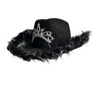 Chapeaux de cowboy à bords roulés avec strass couronne pour bals de fin d'année, banquets, fête, chapeaux de cowboy en peluche pour adulte prenant des photos femme feutres occidentaux mâle mâle feutre