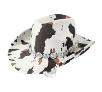 Chapeaux de cowboy à motif de vache résistants à l'usure pour les bals, banquets, fêtes, chapeaux de cowboy ethniques pour adultes, adolescents, prenant des photos, femmes, feutres, ethniques, hommes