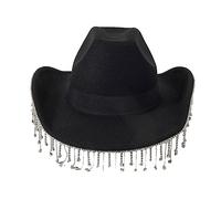 Chapeaux de cowboy adultes avec strass brillants glands pour femme chapeau de cowboy occidental modèle spectacle chapeau avec mentonnière chapeaux de cowgirl femme cowgirl sangle menton enterrement de