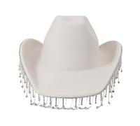Chapeaux de cowboy adultes avec strass brillants glands pour femme chapeau de cowboy occidental modèle spectacle chapeau avec mentonnière chapeaux de cowgirl femme cowgirl sangle menton enterrement de