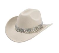Chapeaux de cowboy argentés pour filles, chapeau occidental à strass étincelants pour enfants, beige, Taille unique