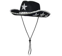 Chapeaux de cowboy pour adultes avec bordure à paillettes accrocheur mariée étoile cowgirl chapeau de mannequin spectacles photographie chapeau