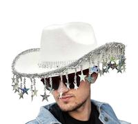 Chapeaux de cowboy pour femmes occidentales, chapeaux de cowgirl pétillants - Les costumes de fête de chapeau de cowgirl scintillants,Couple étincelant avec événement masqué en étoiles à cinq branches