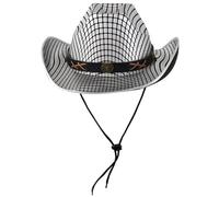 Chapeaux de cowgirls avec mentonnière réglable pour bal, banquet, fête, motif treillis chapeaux de cowgirls pour adultes et adolescents prenant des photos cowgirl femme chapeau de cowgirl avec cordon