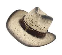 Chapeaux de cowgirls en paille avec bords larges pour cheval Sports Country Styles Design léger Unisexe Chapeau de style occidental unisexe, a, taille unique
