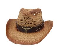 Chapeaux de cowgirls tressés conviviaux, design pratique et respirant pour les balades à la campagne, le camping, les événements, les tailles de tête, chapeaux de cowboy légers en plein, kaki/marron