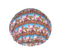 Chapeaux de douche réutilisables avec imprimé cochon mignon, double couche pour spa et salon, grande écharpe pour cheveux