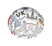 Chapeaux de douche réutilisables imprimés I Love London, couvre-chef double couche pour spa et salon, grande écharpe pour cheveux