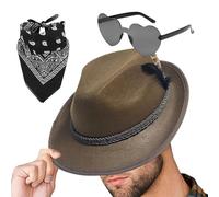 Chapeaux de fête de la bière, chapeaux alpins allemands | 1 ensemble Chapeau Fedora Oktoberfest avec foulard, lunettes - Chapeau de chasseur allemand non tissé - Chapeau bavarois allemand pour adultes