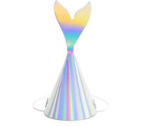 Chapeaux de fête sirène aileron 6 pièces multicolore 18cm