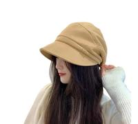 Chapeaux de Gavroche à la Mode pour Femmes, Casquette de livreur de journaux pour Femmes, béret de Chauffeur de Taxi pour Femmes, Chapeaux de Gavroche Chauds réglables pour Femmes (Khaki)