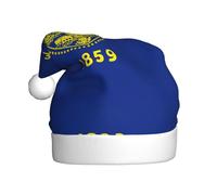 Chapeaux de Noël festifs avec drapeau de l'État de l'Oregon pour adultes - Chapeau de Père Noël confortable pour homme et femme Fournitures de fête du Nouvel An, rouge