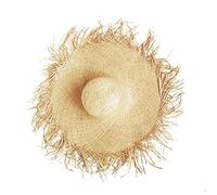 Chapeaux de paille en raphia Vintage, large et large, chapeau de soleil à franges solides, chapeaux plage à bord pour femmes M