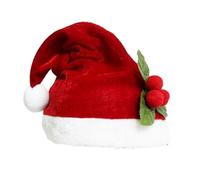 Chapeaux de Père Noël, chapeaux de Noël confortables unisexes | Chapeaux de Père Noël en peluche avec motif floral blanc pour adultes Unisexe Confort
