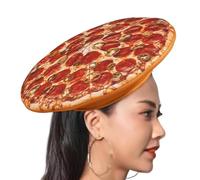 Chapeaux De Pizza Pour Adultes - 36 X 36 Cm En Forme De Tissu Éponge Doux, Casquette De Costume Alimentaire Fantaisie Confortable, Couvre-chef À Imprimé Croûte Réaliste | Décorations Amusantes Pour Fê