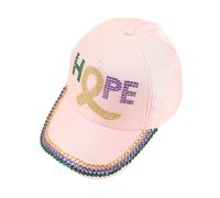 Chapeaux de sensibilisation au cancer pour femme - Casquette de baseball Bling Denim avec strass et sangle réglable en similicuir Rkz307, rose, Taille unique