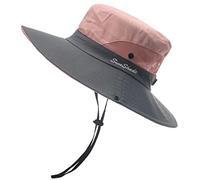 Chapeaux de soleil d'été bicolores en plein air avec trou pour queue de cheval, chapeaux de seau respirants pour randonnée, pêche, alpinisme, chapeaux de soleil légers, Rose et gris, plein