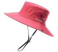 Chapeaux de soleil d'été bicolores en plein air avec trou pour queue de cheval, chapeaux de seau respirants pour randonnée, pêche, alpinisme, chapeaux de soleil légers, rouge clair, plein
