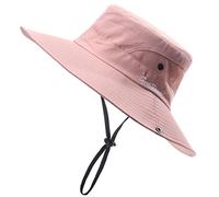 Chapeaux de soleil d'été bicolores en plein air avec trou pour queue de cheval, chapeaux de seau respirants pour randonnée, pêche, alpinisme, chapeaux de soleil légers, rose, plein