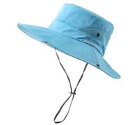 Chapeaux de soleil d'été bicolores en plein air avec trou pour queue de cheval, chapeaux de seau respirants pour randonnée, pêche, alpinisme, chapeaux de soleil légers, bleu ciel, plein