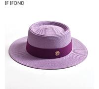 Chapeaux de soleil en paille d'été pour femmes, mode dames, ruban à bord plat, chapeau de plage, robe de voyage, nouvelle collection Vert armée