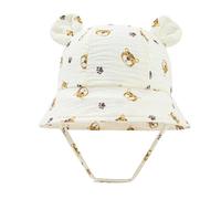 Chapeaux de Soleil pour Bébé Soleil Été Unisexe en Coton Pliable Protection Anti-UV Solaire Plage Voyage et mentonnière réglable pour 3-12 mois (R)