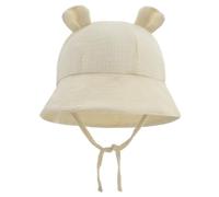 Chapeaux de Soleil pour Bébé Soleil Été Unisexe en Coton Pliable Protection Anti-UV Solaire Plage Voyage et mentonnière réglable pour 3-12 mois (H)