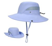Chapeaux de soleil pour enfants - Chapeau de pêche pour bébé - Chapeau d'été avec cordon de serrage réglable et mentonnière pour garçons et filles, bleu, 2-10 Years