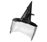 Chapeaux de sorcière | Chapeau de sorcière à large bord avec demi-voile et, couvre-chef portable pour Halloween, spectacle, école, jeu cosplay