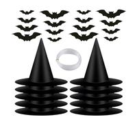 Chapeaux de sorcière d'Halloween - Chapeau de sorcière suspendu avec 40 m de cordon en nylon et 24 chauves-souris - Chapeaux de sorcier - Pour l'intérieur et l'extérieur - Décoration d'Halloween pour