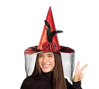 Chapeaux de sorcière pour femme | Chapeau de magicien pour cosplay | Chapeau à large bord, chapeau avec demi-voile, chapeau de magicien à plumes pour femmes, adolescentes et filles