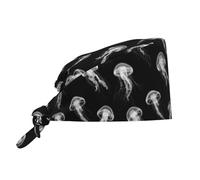 Chapeaux De Travail Unisexe, Imprimé Méduse Noir Et Blanc Chapeau De Travail Respirant, Imprimé Casquette Cache Poussière pour Adulte Cuisine