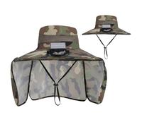 Chapeaux de ventilation, avec compartiments solaires, bonnet de refroidissement à bord de 10,9 cm de large, avec ventilateur amovible et écharpe, construction en nylon léger, protection UV respirante
