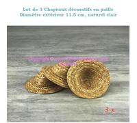 Chapeaux décoratifs - ARTIF - Lot de 3 - Ø extérieur 11,5 cm - Naturel clair - Mixte