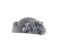 Chapeaux d'église pour femme avec application florale - Chapeaux à pilulier - Bibi - Chapeaux à thé, gris, taille unique