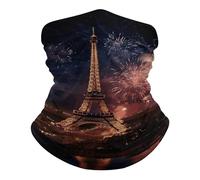 Chapeaux Demi-Visage Feu d'artifice de la Tour Eiffel Multi-Usage Protection du Visage Élastique Cache-Cou pour Randonnée Cyclisme 26X30cm