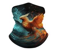 Chapeaux Demi-Visage Phénix de feu et d'eau étanche à la poussière Décoration faciale Multifonctionnel Balaclava pour Extérieur Cyclisme 26X30cm