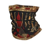 Chapeaux Demi-Visage Symboles des hiéroglyphes égyptiens Antiques Noir Or Rouge Ultra-Douce Bande de Cheveux Anti-Solaire Echarpe Gaiter pour Femme Extérieur 26X30cm