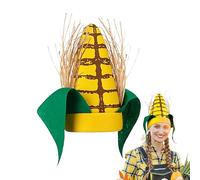 Chapeaux d'épis de maïs pour adultes, chapeau de costume de maïs | Feuilles vertes et cosses brunes Épi de 11 pouces Vêtements alimentaires drôles | Costume de fête à thème alimentaire, vendeur d