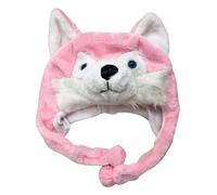 Chapeaux d'hiver avec animaux pour | Bonnet chaud mignon dessin animé Chapeau de déguisement amusant, doux et confortable, coupe-vent | Pour pique-nique Randonnée Fêtes Capodan, Pink Wolf