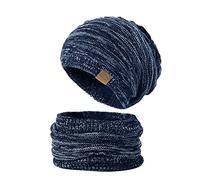 Chapeaux d'hiver Écharpe Ensemble pour Hommes Et Femmes Au Cou Head The The The Tearece Doublure en Molleton Chapeau Tricoté Crâche Casquette Coluelle pour Vélo en Plein Air